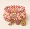 Pink Glam 4-Piece Charm Bracelet Set